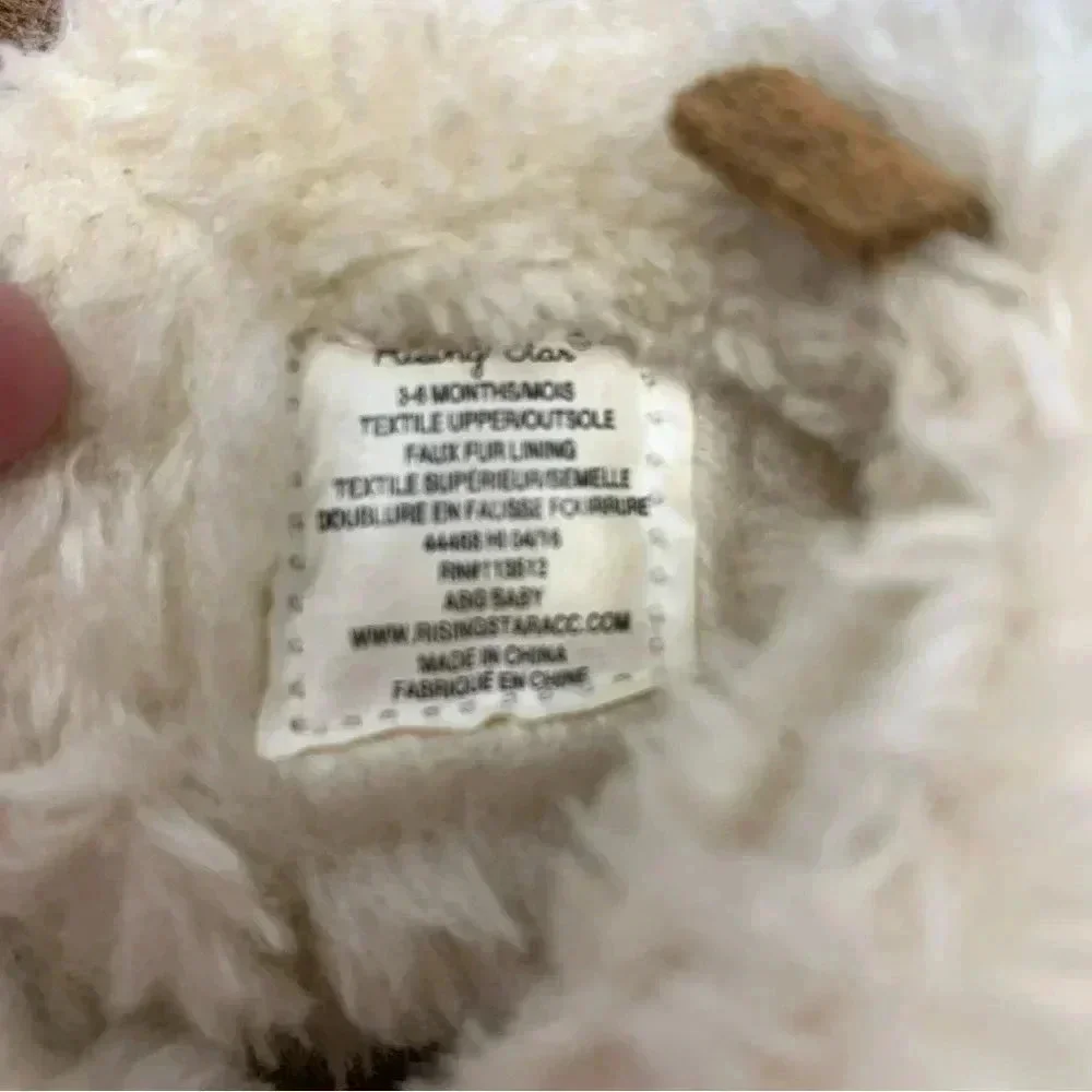 Rising Star Faux Sheepskin And Fur Boots Booties Crib Shoes Infants Size 3-6M